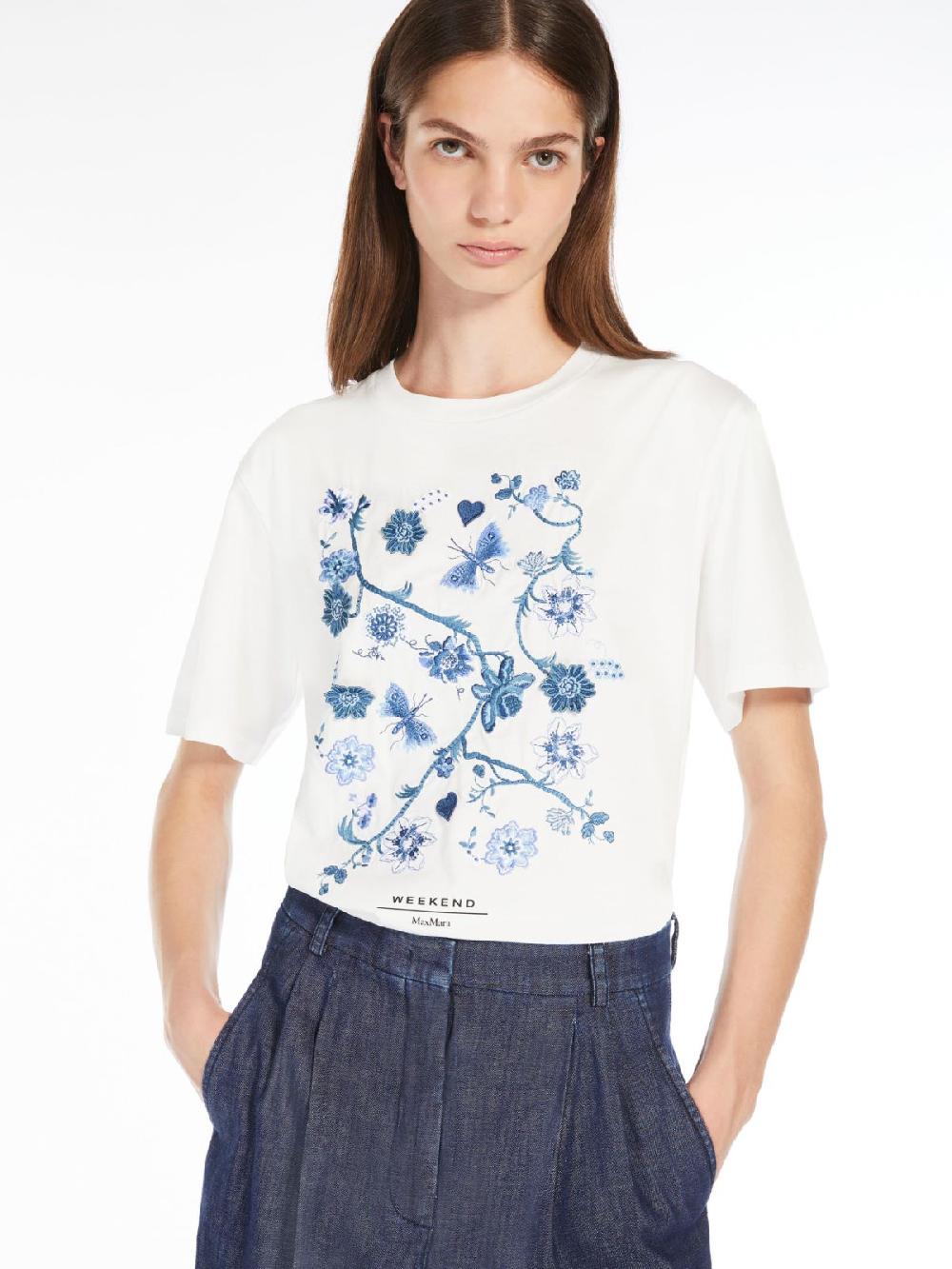 Weekend T-shirt in cotone con lettering ricamato Negozio