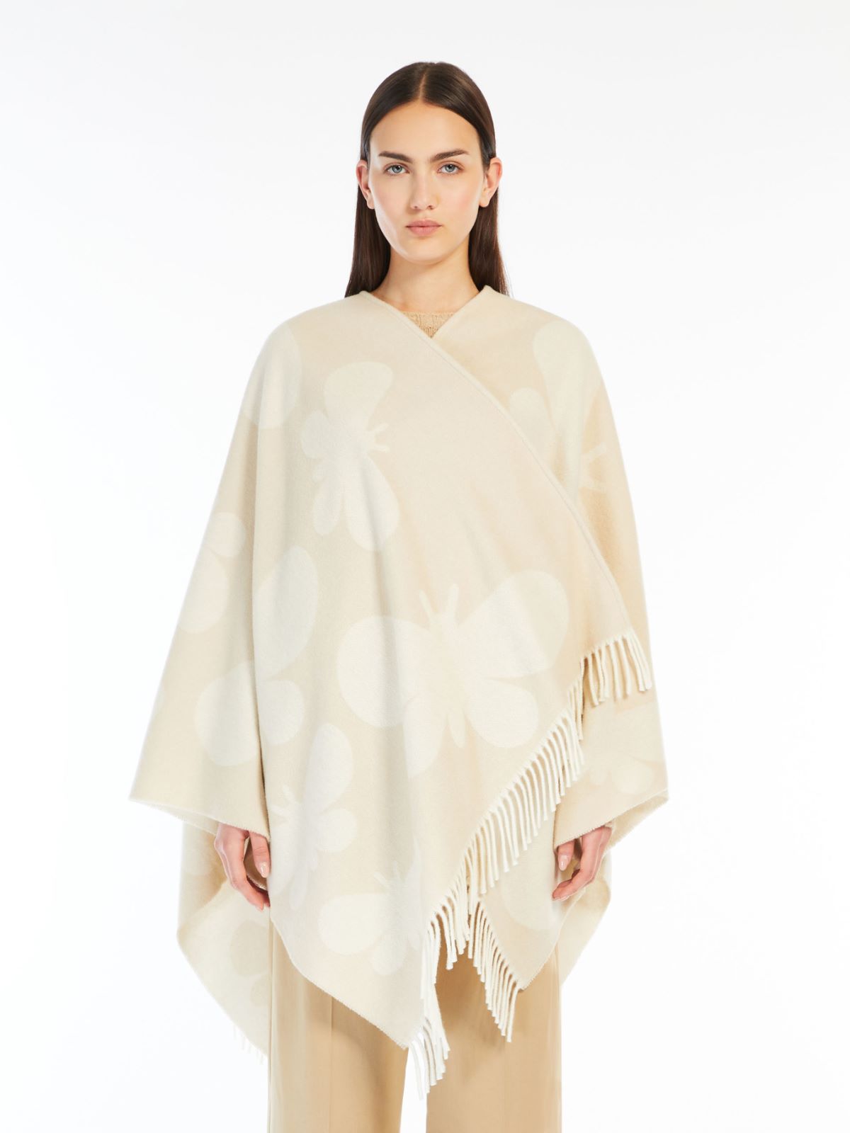 Weekend Poncho in lana jacquard Consegna Veloce